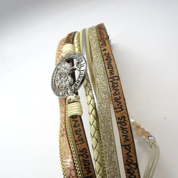 Teacher Bracelet Multi Layered Leather Wrap Beads Inspirational Quote Tree Charm - Picture 9 of 14
